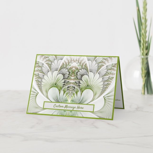 Elegante Nota Floral Resumen Blanco / Tarjeta de f (Anverso)