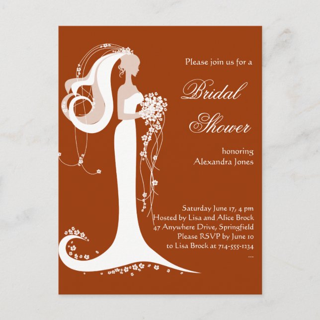 Elegante Novia Bridal Shower Party Invitación 5 (Anverso)
