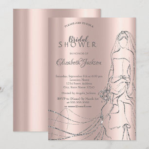 Elegante Novia de Plata, Invitación de Despedida d