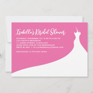 Elegante novia ducha invitación fuchsia