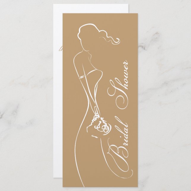 Elegante novia Mocha Bridal Shower Invitación (Anverso / Reverso)