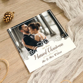 Elegante Nuestro Primer Navidad Casados Una Foto