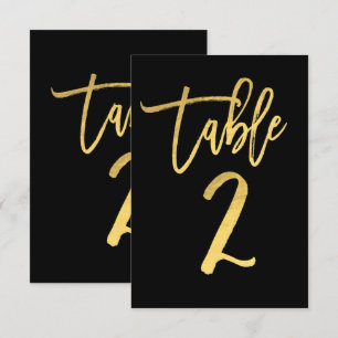 Elegante número de mesa 2 con lámina de oro y letr
