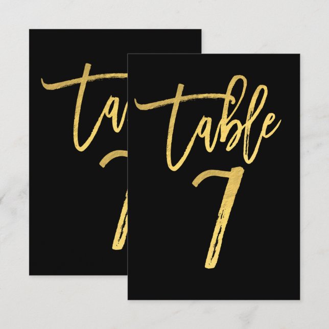 Elegante número de mesa 7 con moderno guión de pap (Anverso / Reverso)