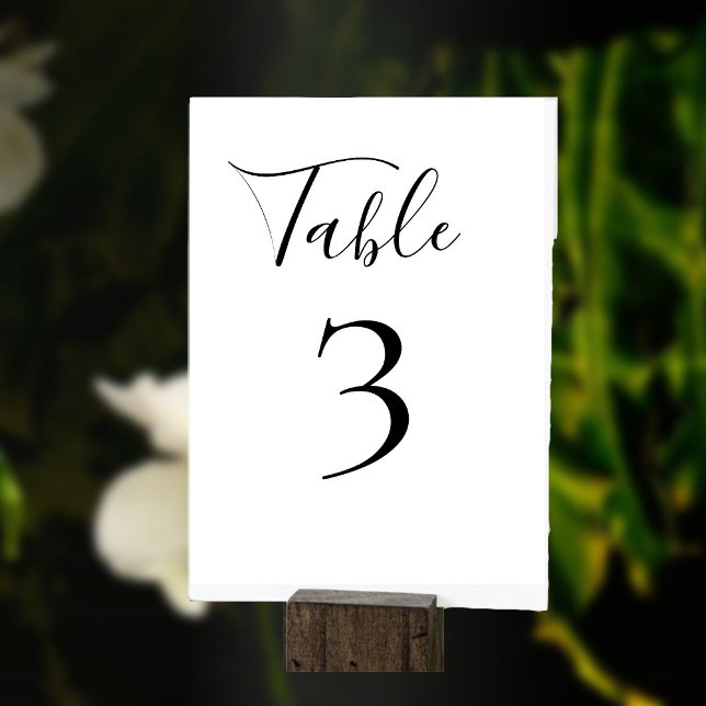 Elegante número de mesa Boda blanco y negro (Elegant table number. Personalize yours.)