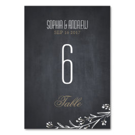 Elegante número de mesa boda rústico en pizarra