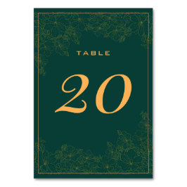 Elegante número de mesa con patrón sutil verde esm