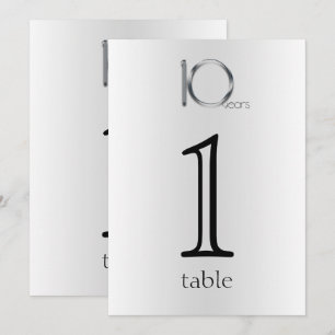 Elegante número de mesa de aniversario de Tin 10