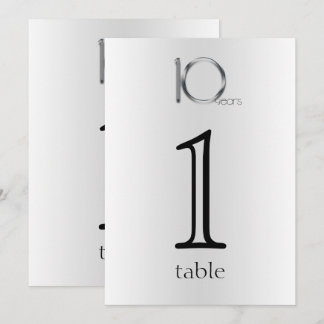 Elegante número de mesa de aniversario de Tin 10