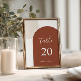 Elegante Número de Mesa de Boda Boho de Terracota