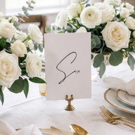 Elegante número de mesa de boda caligráfica 6