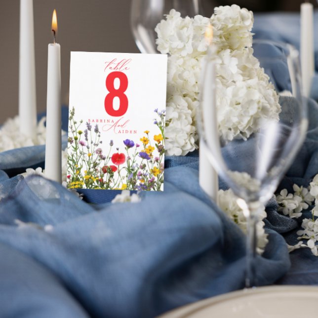 Elegante número de mesa de Boda con flores silvest (Subido por el creador)