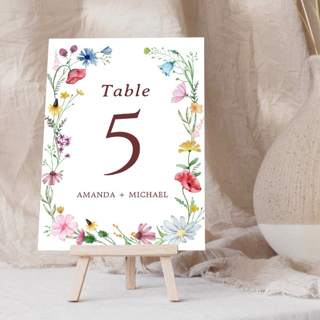 Elegante número de mesa de Boda de flores silvestr (Subido por el creador)