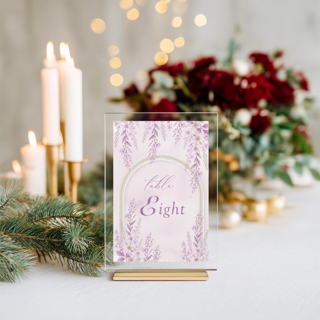 Elegante Número de Mesa de Boda de Lavanda con Ton (Subido por el creador)