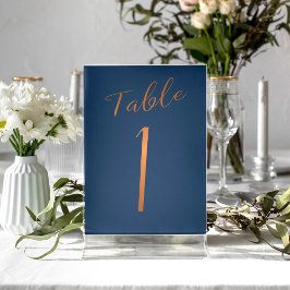Elegante número de mesa de boda de marina purpurin