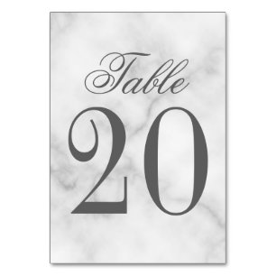 Elegante número de mesa de Boda de mármol blanco