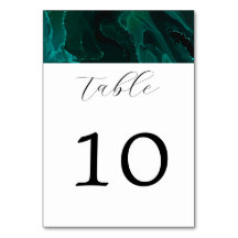 Elegante número de mesa de Boda de mármol verde