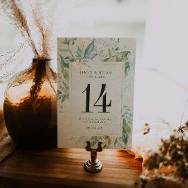Elegante número de mesa de Boda de oro de la veget