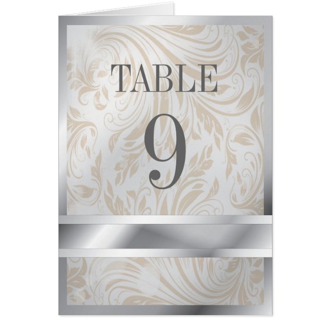 Elegante número de mesa de Boda de Pearl Silver Re (Frente)