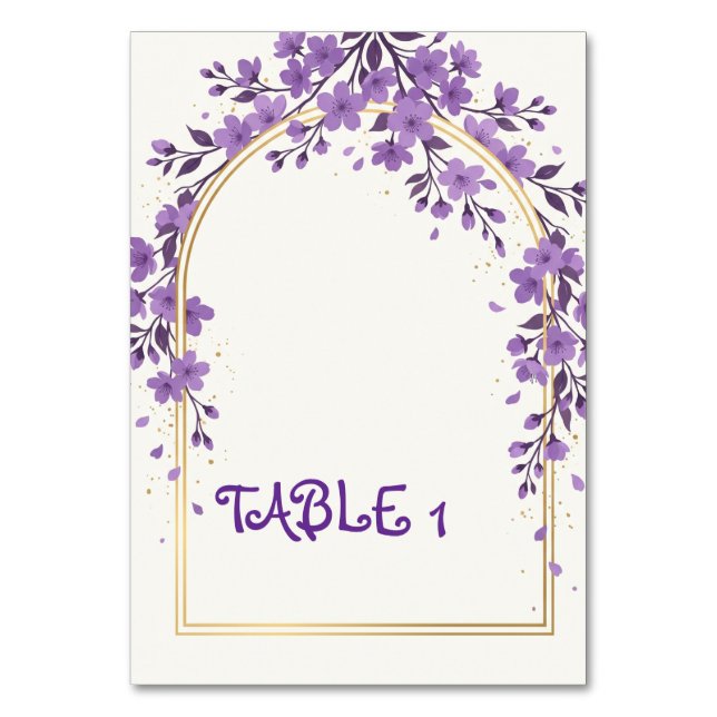 Elegante número de mesa de boda en acuarela (Anverso)