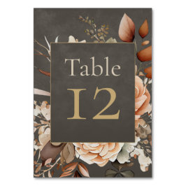 Elegante número de mesa de boda floral taupe