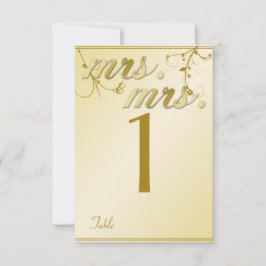 Elegante número de mesa de Boda Gay Floral Gold