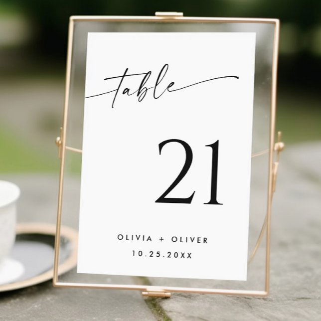 Elegante número de mesa de Boda Minimalista modern (Subido por el creador)