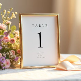 Elegante número de mesa de Boda minimalista modern