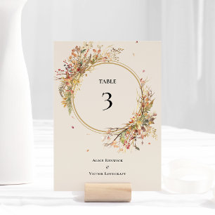 Elegante Número de Mesa de Boda Otoñal Rústico Bei