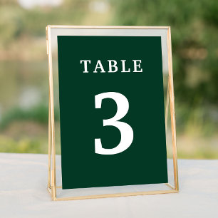 Elegante número de mesa de Boda verde esmeralda