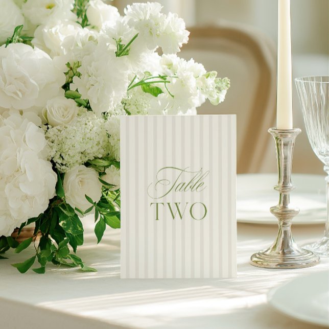 Elegante número de mesa de Boda verde y beige sabi (Elegant Sage Green & Beige Wedding Table Number)