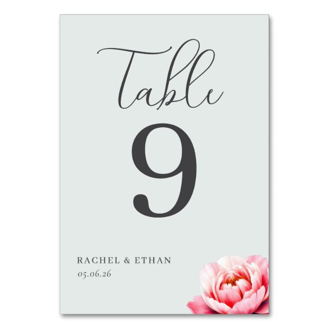 Elegante número de mesa de loto gris (Anverso)
