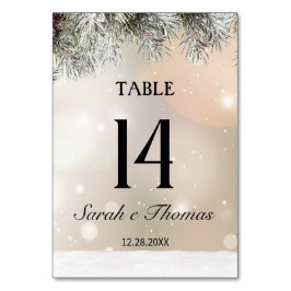 Elegante número de mesa de Navidad nevada