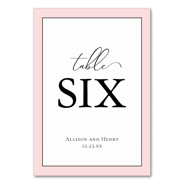 Elegante número de mesa de recepción Rubor de boda (Anverso)