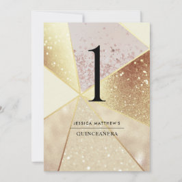 Elegante número de mesa de Relieve metalizado Geom