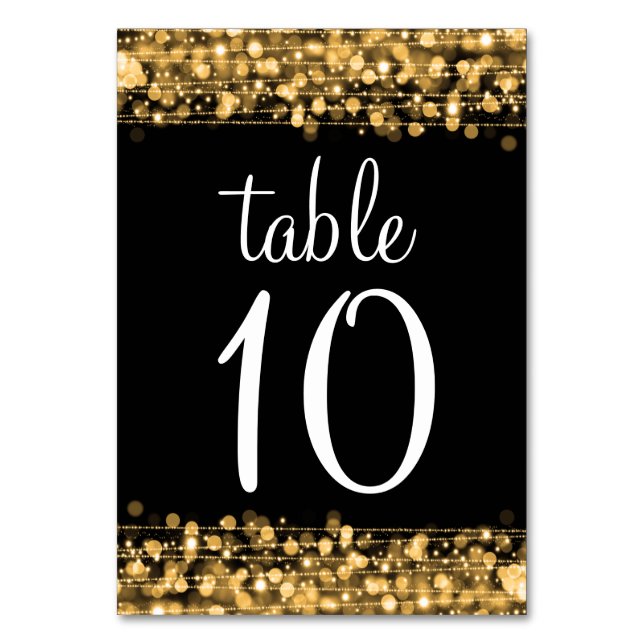 Elegante número de mesa Fiesta esparce oro (Anverso)