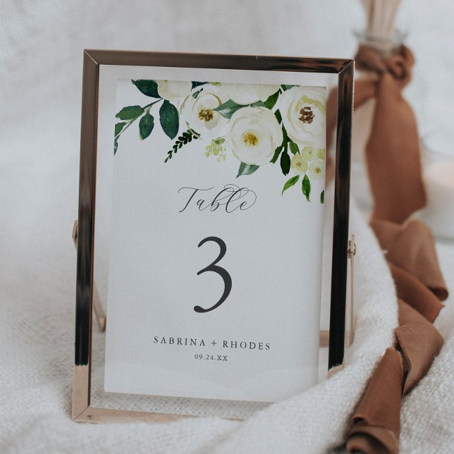 Elegante número de mesa floral blanca (Subido por el creador)