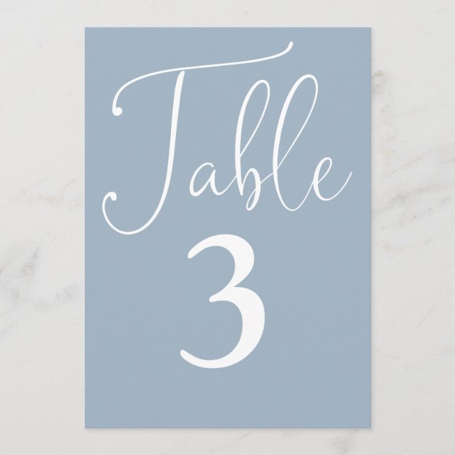 Elegante número de mesa grande azul polvoriento si (Anverso)