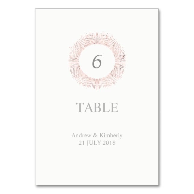 Elegante número de mesa rosa boda oro (Anverso)