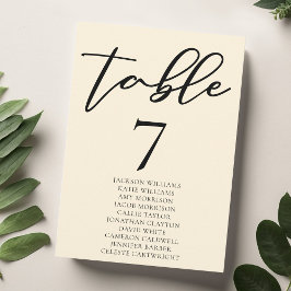 Elegante número de tabla Boda de marfil con tarjet