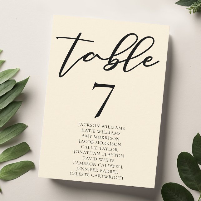 Elegante número de tabla Boda de marfil con tarjet (Subido por el creador)