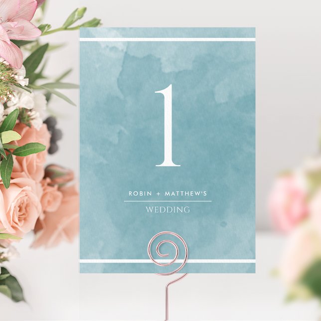 Elegante número de tabla de acuarela de vidrio mar (Subido por el creador)