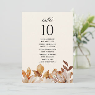 Elegante número de tabla de Bodas florales de otoñ