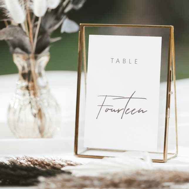 Elegante número de tabla de caligrafía de presupue (Elegant Budget Calligraphy Wedding Table Number)