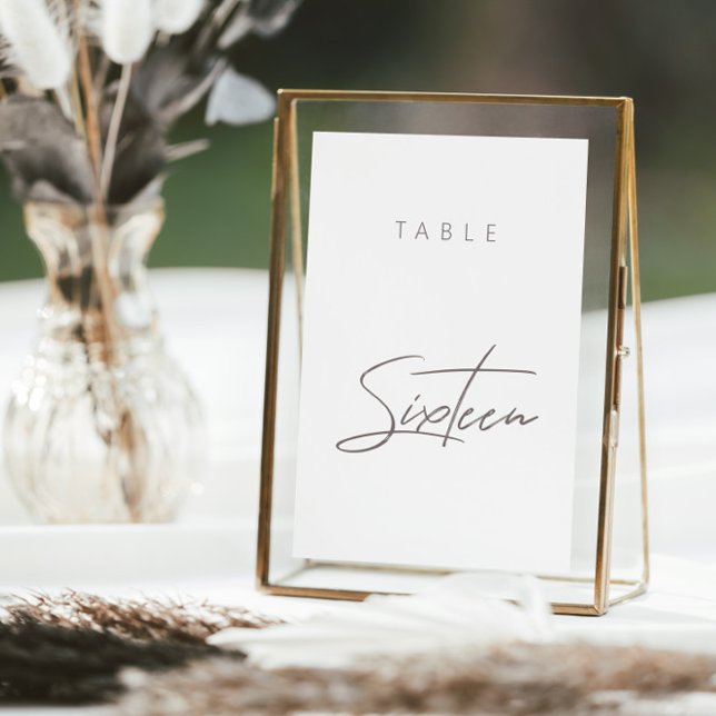 Elegante número de tabla de caligrafía de presupue (Elegant Budget Calligraphy Wedding Table Number)