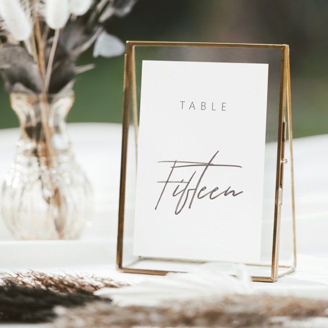 Elegante número de tabla de caligrafía de presupue (Elegant Budget Calligraphy Wedding Table Number)
