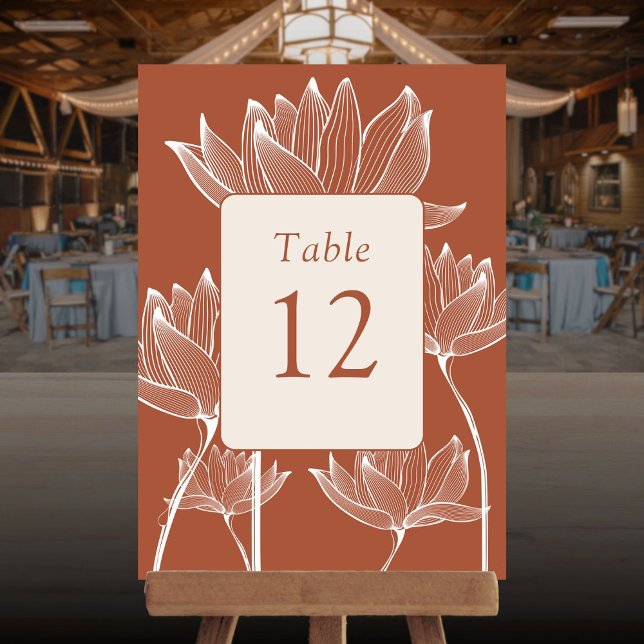 Elegante número de tabla de terracota floral (Elegant Floral Terracotta Table Number)