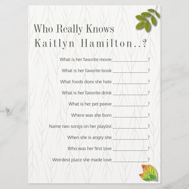 Elegante Oak Otoño Maravilloso Boda Minimalista (Anverso)