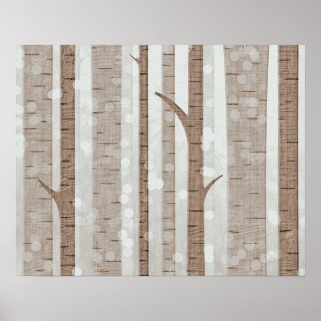 Elegante obra de arte de los árboles de Birch | (Frente)