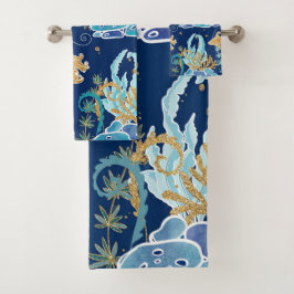 Elegante océano Purpurina azul Aqua Turquoise Gold